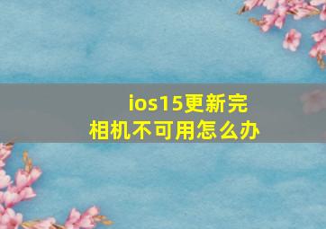 ios15更新完相机不可用怎么办