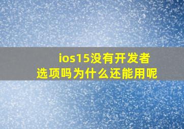 ios15没有开发者选项吗为什么还能用呢