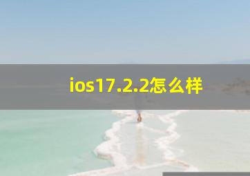 ios17.2.2怎么样