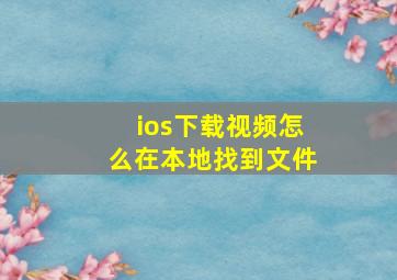 ios下载视频怎么在本地找到文件