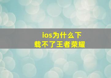 ios为什么下载不了王者荣耀