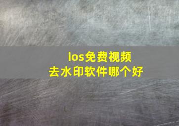 ios免费视频去水印软件哪个好