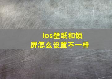 ios壁纸和锁屏怎么设置不一样