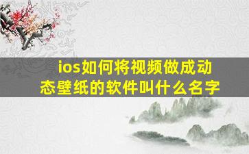 ios如何将视频做成动态壁纸的软件叫什么名字