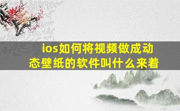 ios如何将视频做成动态壁纸的软件叫什么来着