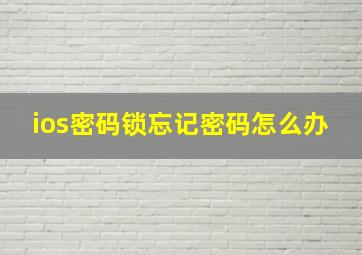 ios密码锁忘记密码怎么办