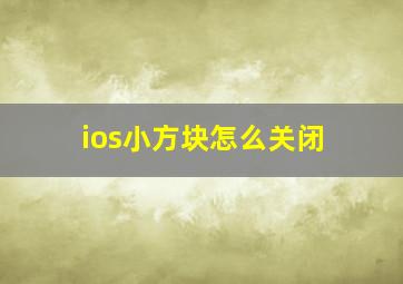 ios小方块怎么关闭