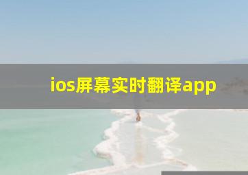 ios屏幕实时翻译app