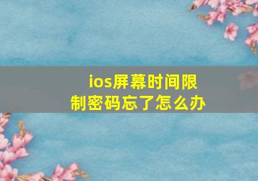 ios屏幕时间限制密码忘了怎么办