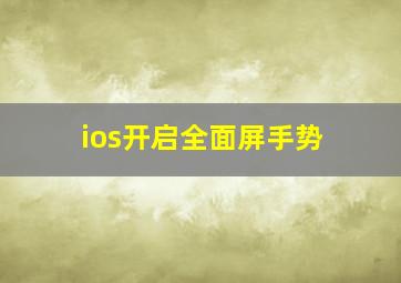 ios开启全面屏手势