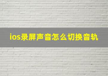 ios录屏声音怎么切换音轨