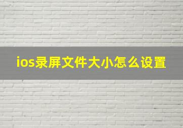 ios录屏文件大小怎么设置