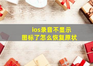 ios录音不显示图标了怎么恢复原状