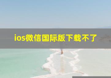 ios微信国际版下载不了