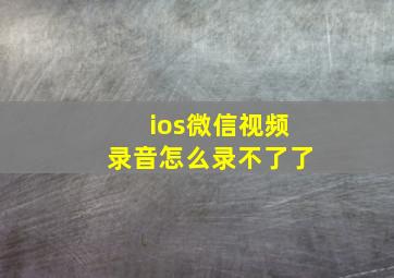 ios微信视频录音怎么录不了了