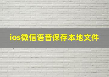 ios微信语音保存本地文件