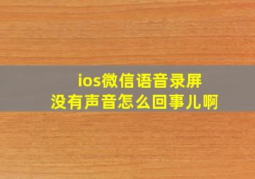 ios微信语音录屏没有声音怎么回事儿啊