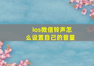 ios微信铃声怎么设置自己的音量