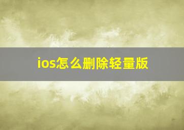 ios怎么删除轻量版