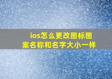 ios怎么更改图标图案名称和名字大小一样