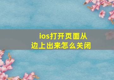 ios打开页面从边上出来怎么关闭