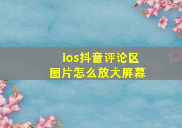 ios抖音评论区图片怎么放大屏幕