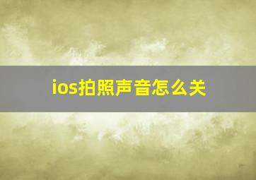 ios拍照声音怎么关