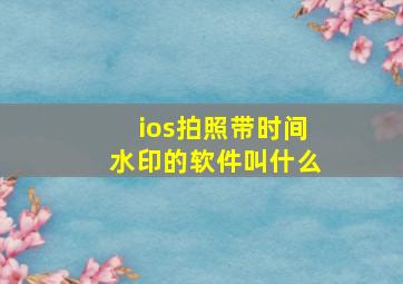 ios拍照带时间水印的软件叫什么