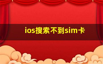 ios搜索不到sim卡