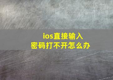 ios直接输入密码打不开怎么办