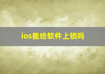 ios能给软件上锁吗