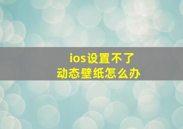 ios设置不了动态壁纸怎么办