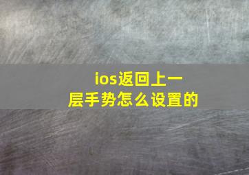 ios返回上一层手势怎么设置的