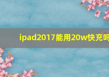 ipad2017能用20w快充吗