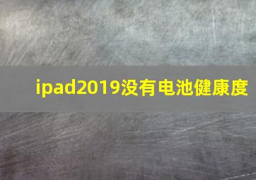 ipad2019没有电池健康度