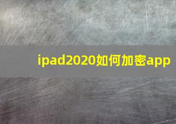 ipad2020如何加密app