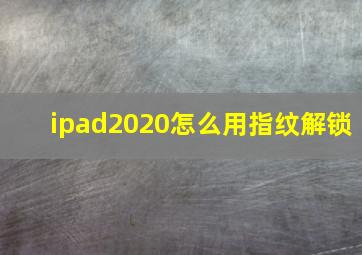 ipad2020怎么用指纹解锁