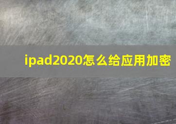 ipad2020怎么给应用加密