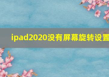 ipad2020没有屏幕旋转设置