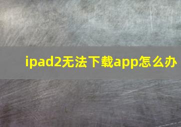 ipad2无法下载app怎么办