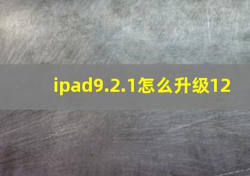 ipad9.2.1怎么升级12