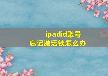 ipadid账号忘记激活锁怎么办