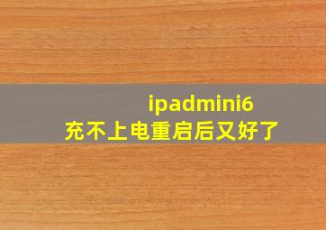 ipadmini6充不上电重启后又好了