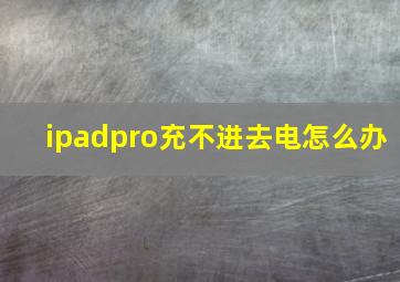 ipadpro充不进去电怎么办