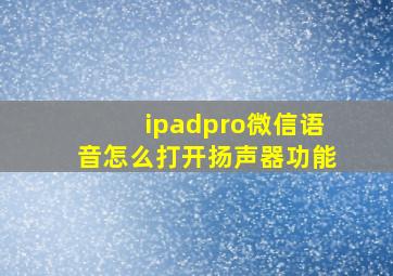 ipadpro微信语音怎么打开扬声器功能