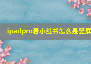 ipadpro看小红书怎么是竖屏