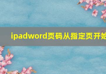 ipadword页码从指定页开始