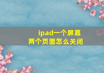 ipad一个屏幕两个页面怎么关闭