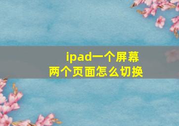 ipad一个屏幕两个页面怎么切换