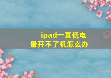 ipad一直低电量开不了机怎么办